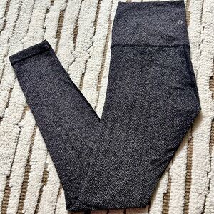 Lululemon Wunder Under Herringbone Leggings Size 10 Grey Black Yoga Pants